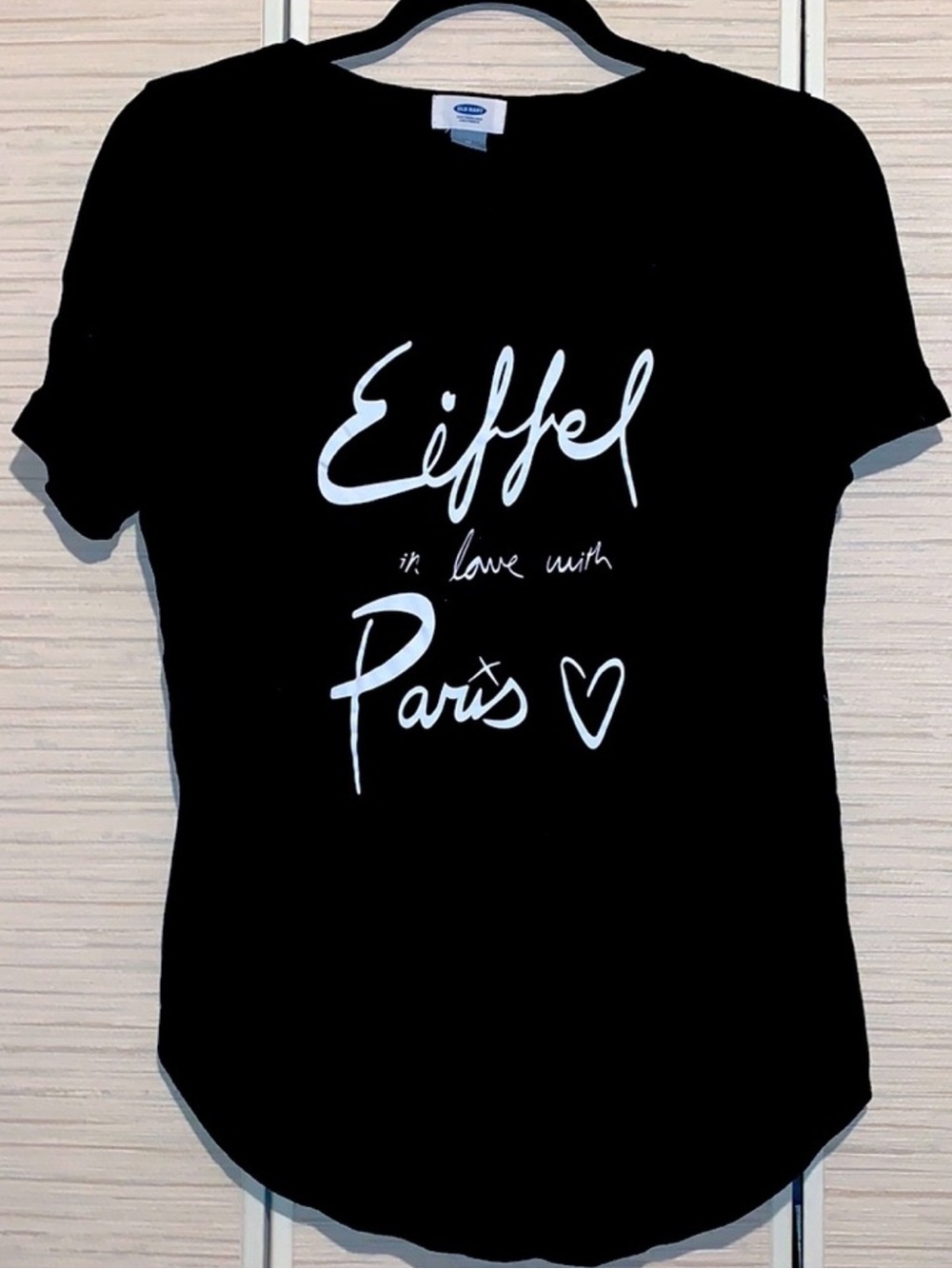 Black "Eiffel in love with Paris" Graphic Tee